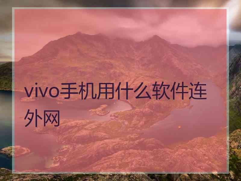 vivo手机用什么软件连外网