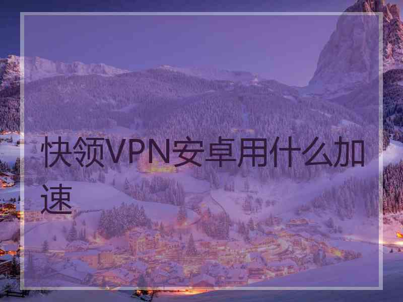 快领VPN安卓用什么加速