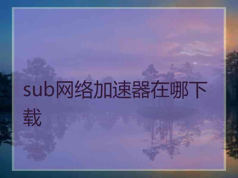 sub网络加速器在哪下载