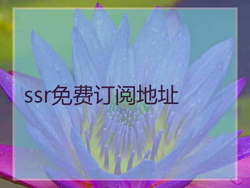 ssr免费订阅地址