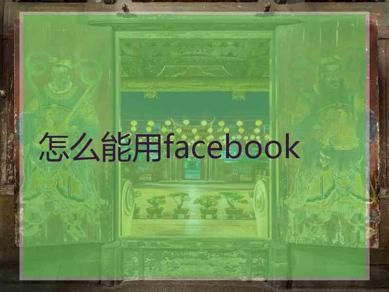 怎么能用facebook