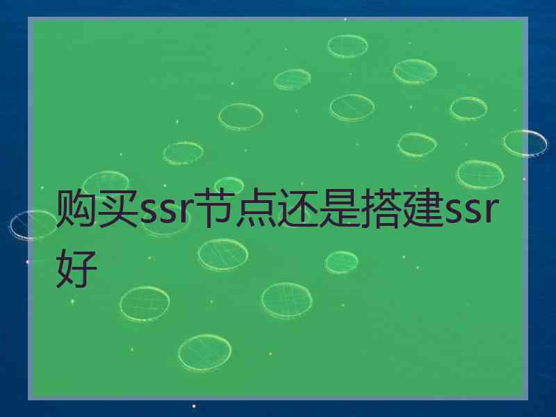 购买ssr节点还是搭建ssr好